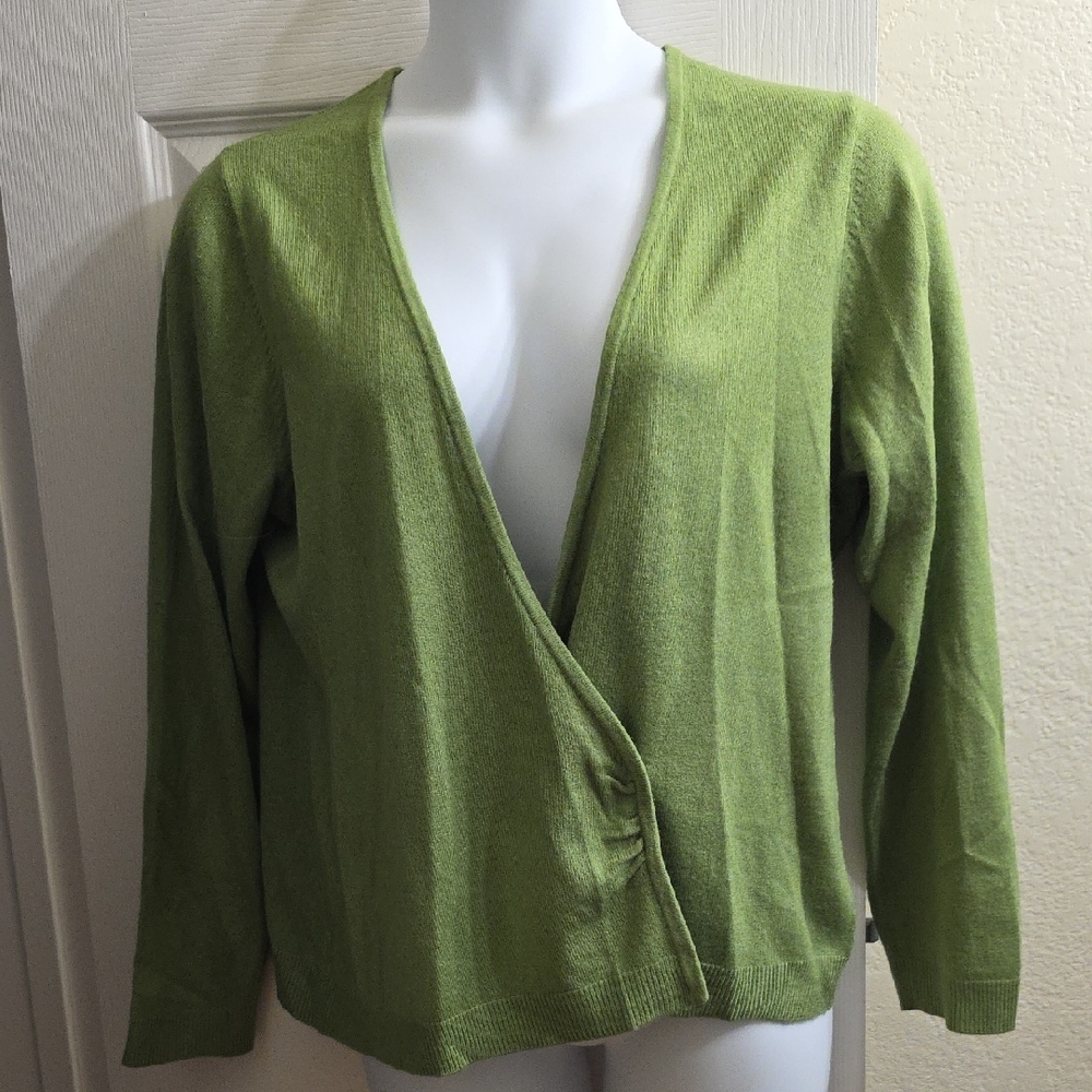 NYCC Green Cardigan Sweater V-Neck Wrap Size 2X